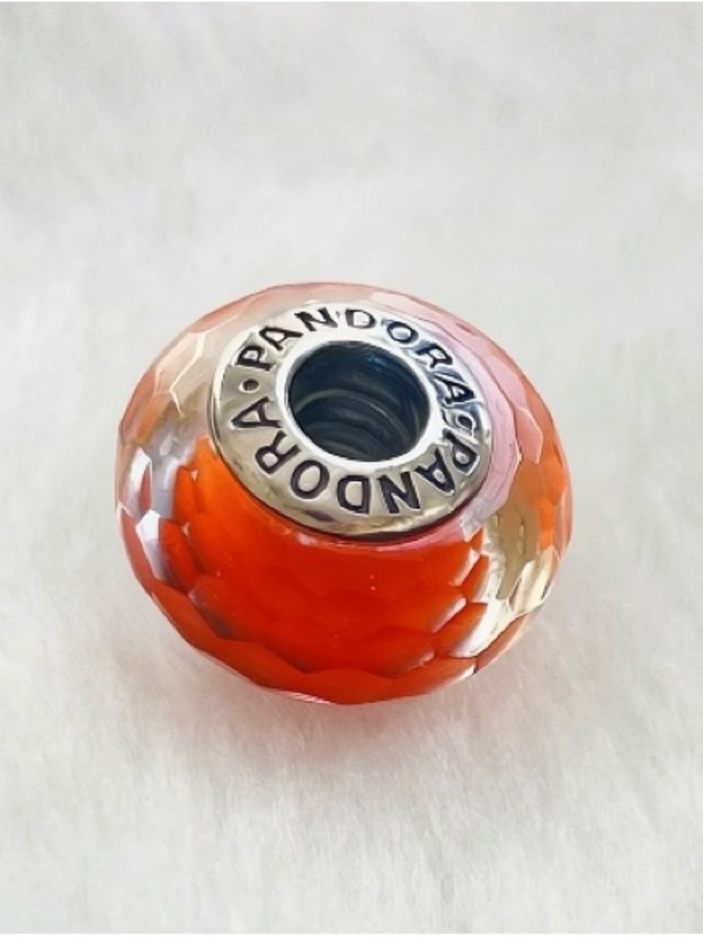 Pandora Bright Orange Faceted Murano Glass Charm Bead